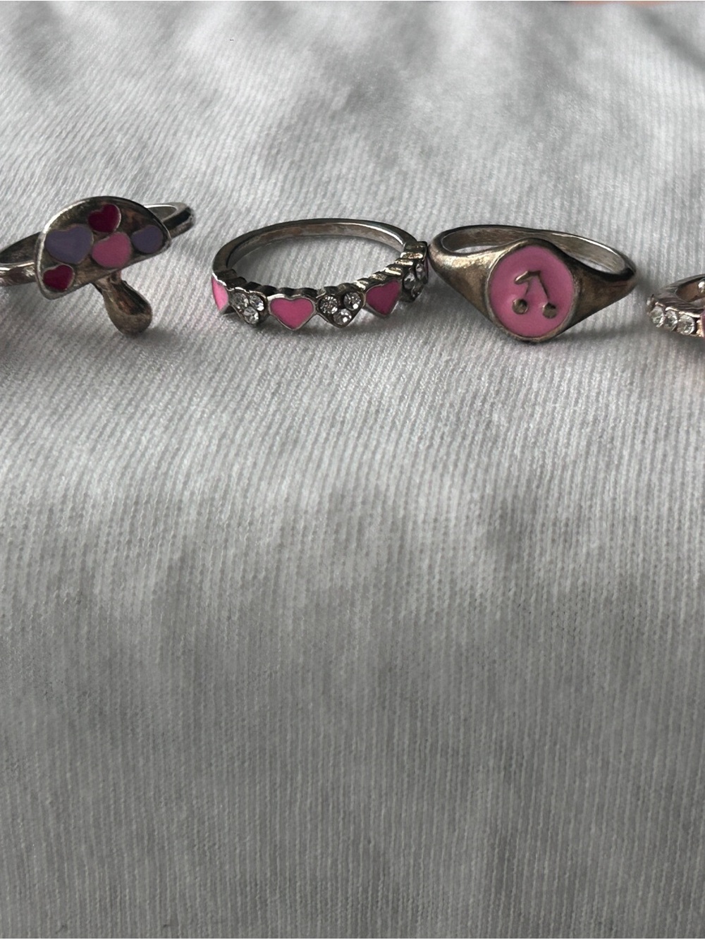 Pink Heart Accent Sterling-Style Women's Rings - Set